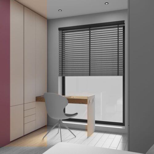 Amra wardrobe with built-in desk for girls – Cocoa colour option