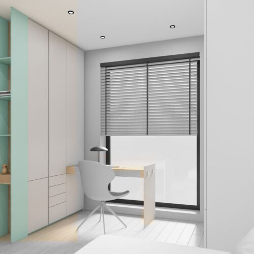 Amra wardrobe with built-in desk for girls – Lava colour option