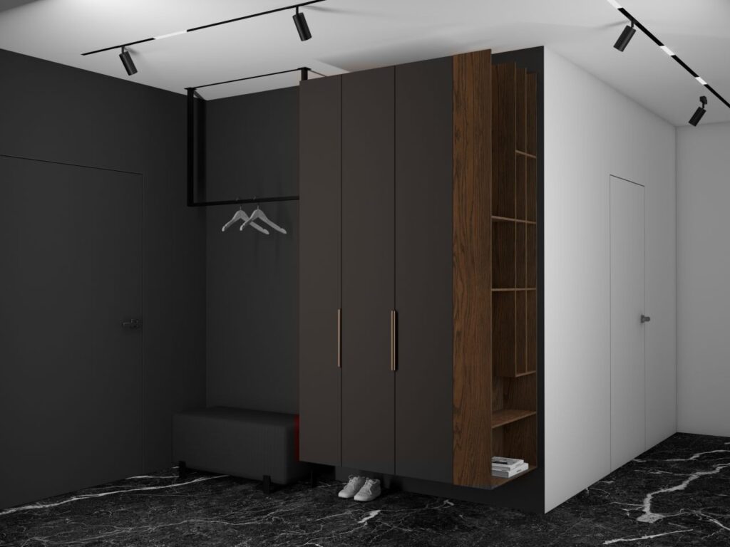 Amra wardrobe with shelving unit – Cocoa colour option