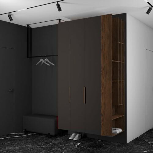 Amra wardrobe with shelving unit – Cocoa colour option