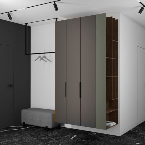 Amra wardrobe with shelving unit – Lava colour option