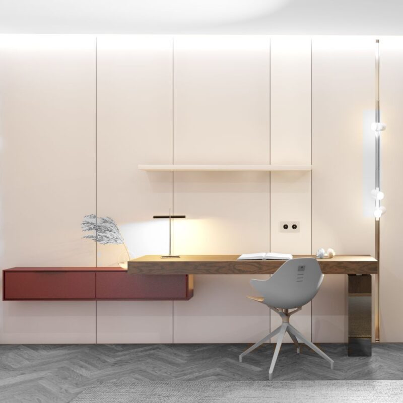 Amra console cabinet with panelling and desk