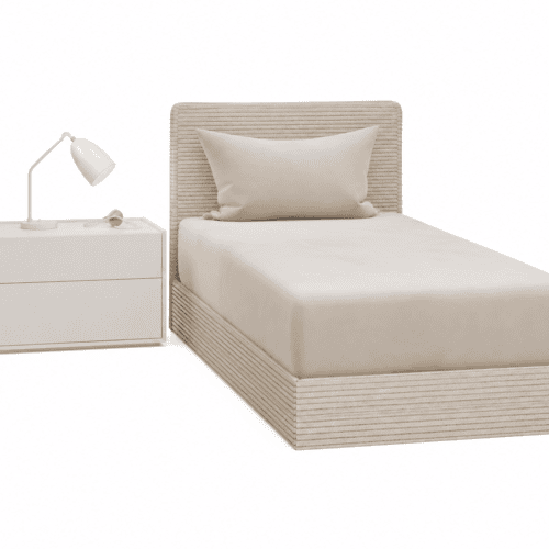 Sezzon children’s bed with bedside table against a white background