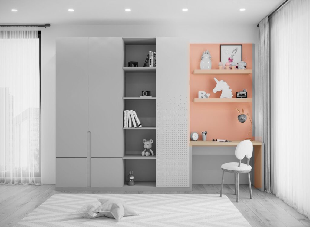 Orbita desk with shelves for girls – Clair colour option