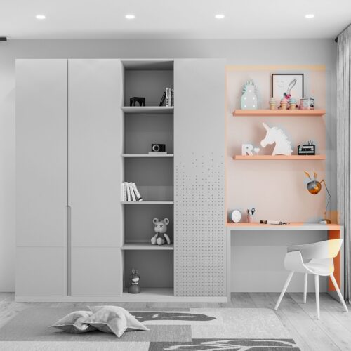 Orbita desk with shelves for girls – Noir colour option