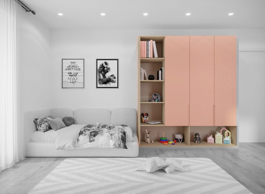 Orbita girls’ bedroom wardrobe – Clair colour option
