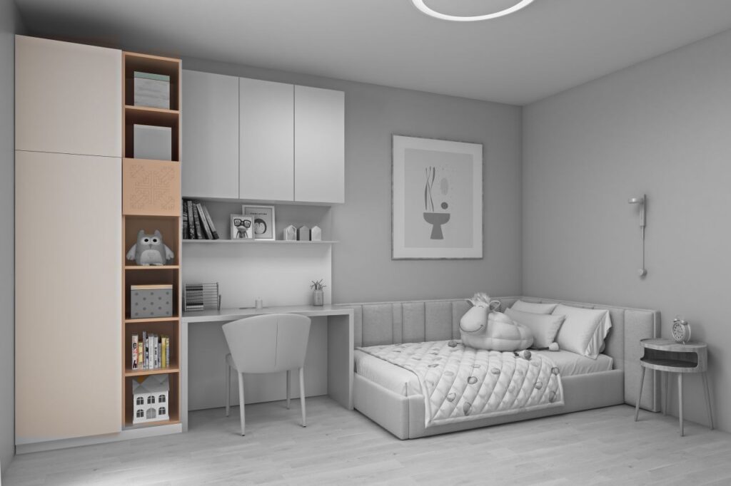 Ornamentica tall wardrobe with open shelving for girls – Cappuccino colour option