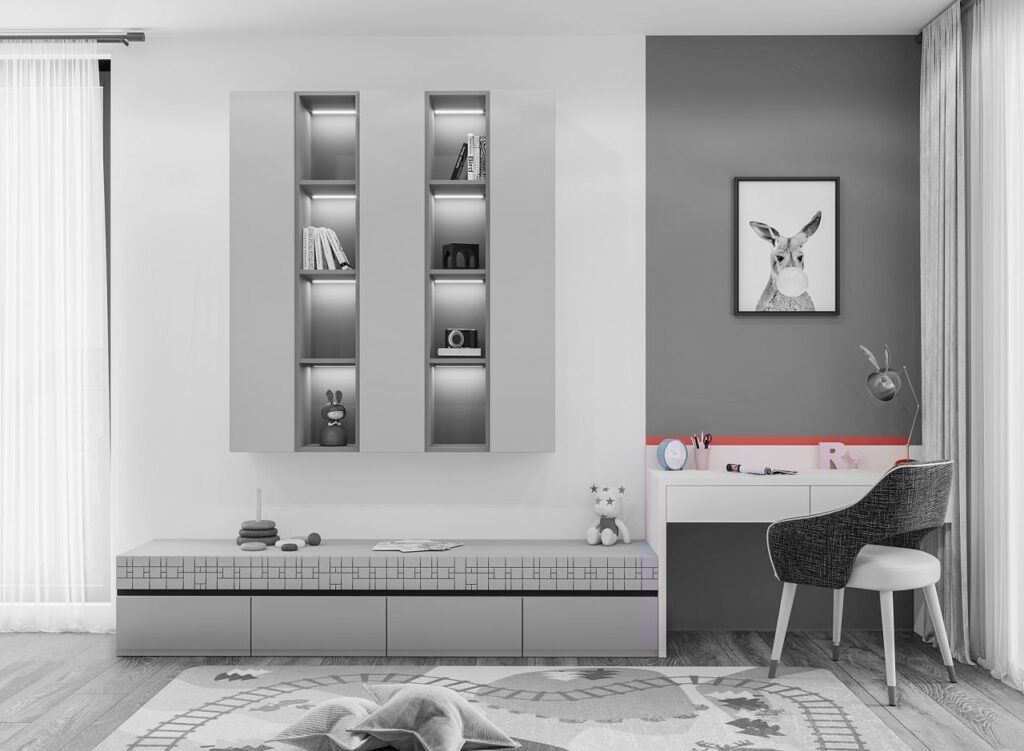 Structura girls’ bedroom desk – Indigo colour option