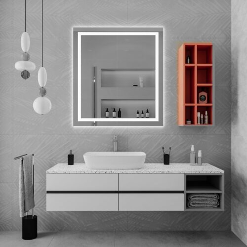 Structura bathroom mirror-mounted wall unit – Indigo colour option