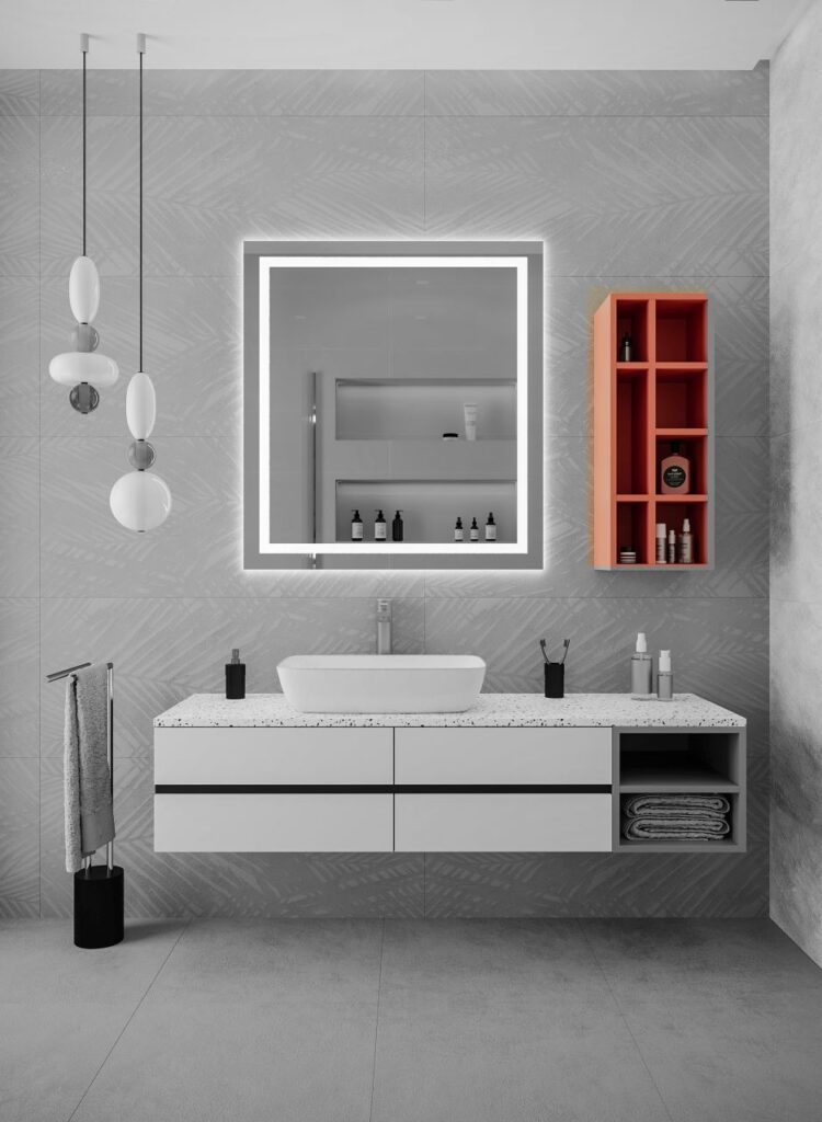 Structura bathroom mirror-mounted wall unit – Indigo colour option