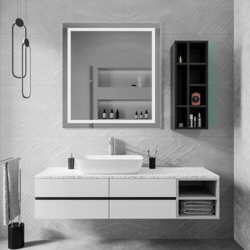 Structura bathroom mirror-mounted wall unit – Solaris colour option