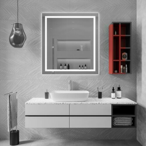 Structura bathroom mirror cabinet – Terracotta colour option